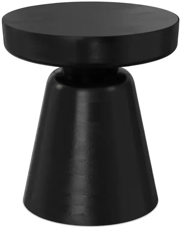 Robbie SOLID MANGO WOOD 16 inch Wide Round Boho Contemporary Rustic Accent Table in Black, Fully Assembled