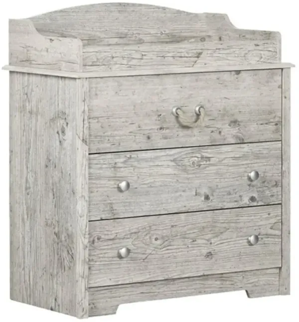 Nautical Farmhouse Baby Changing Table – 3 Drawers and Rope Handles in Washed Pine Finish