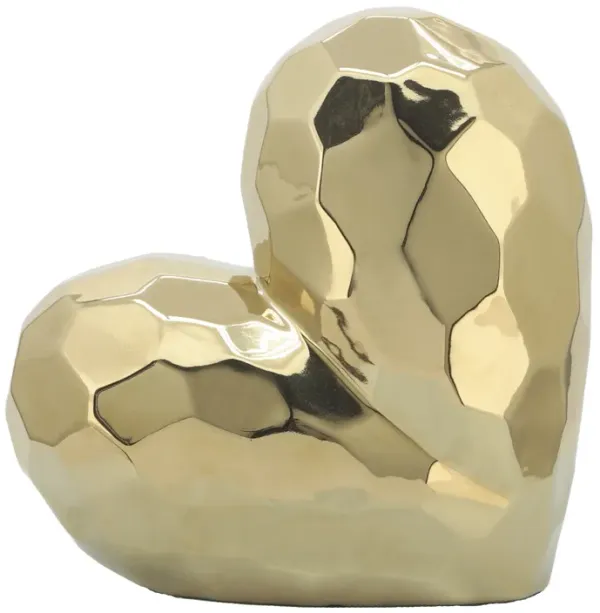 Gold Ceramic Heart Sculpture