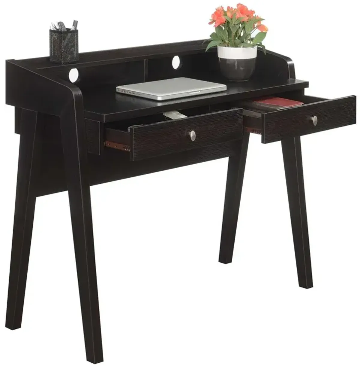 Convenience Concepts Newport Deluxe 2 Drawer Desk with Shelf, Espresso