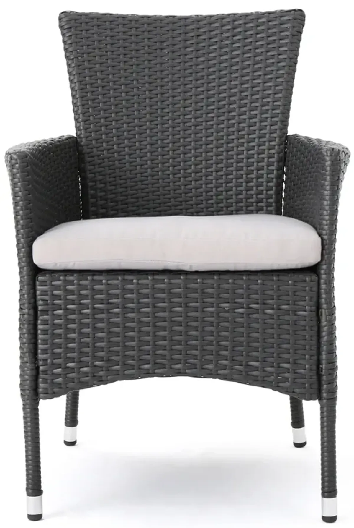 Marri Patio Dining Chair Set of 2, Ergonomic, Gray Wicker Design, Beige