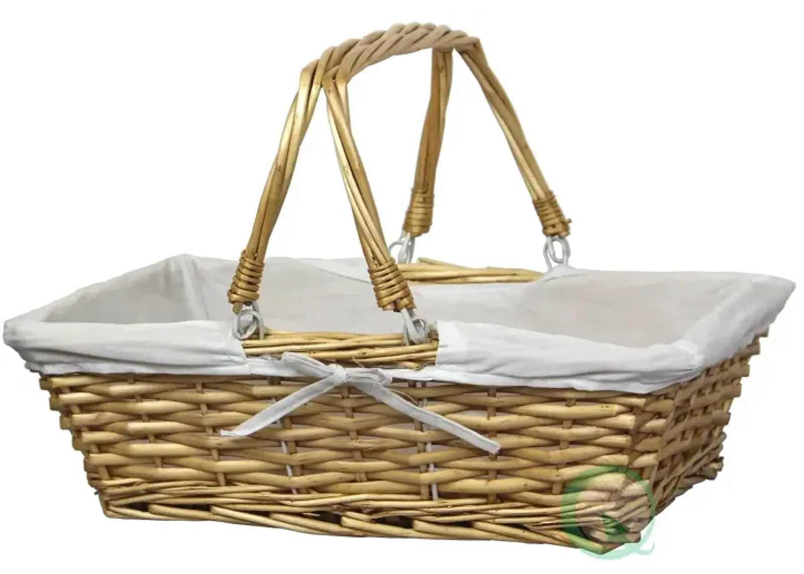 Rectangular Willow Basket with White Fabric Lining