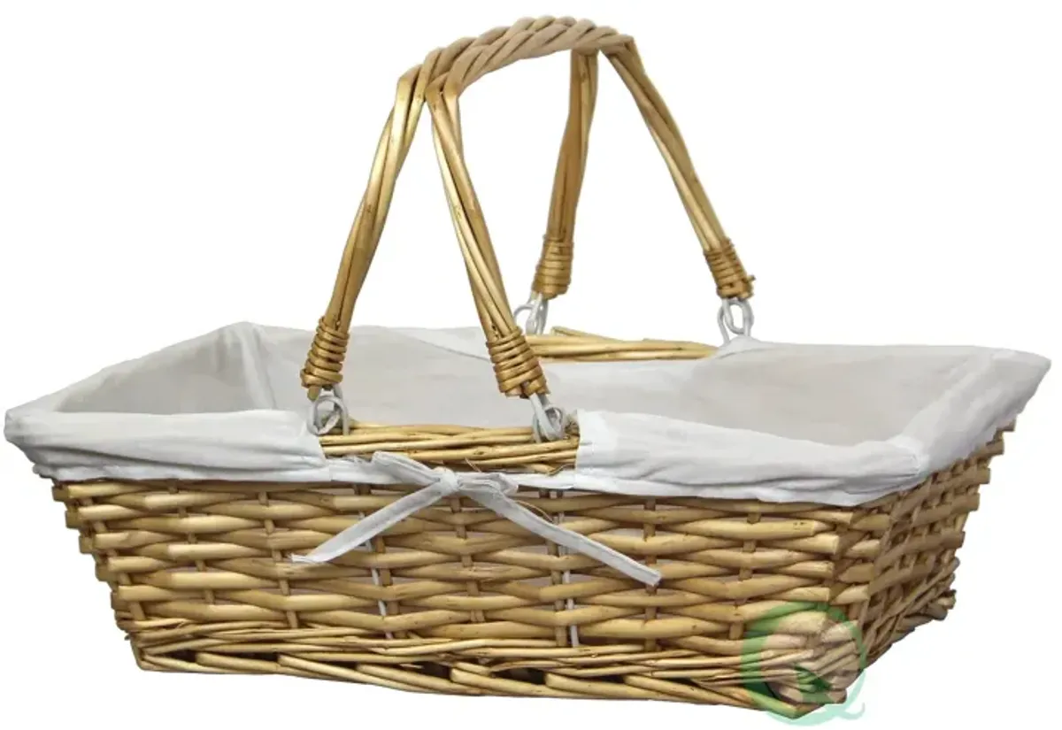 Rectangular Willow Basket with White Fabric Lining