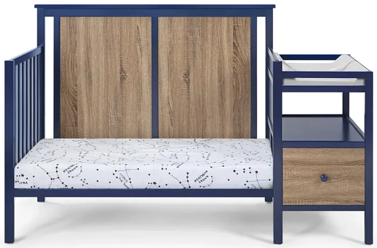 Suite Bebe Connelly 4-in-1 Crib and Changer Combo Midnight Blue/Vintage Walnut