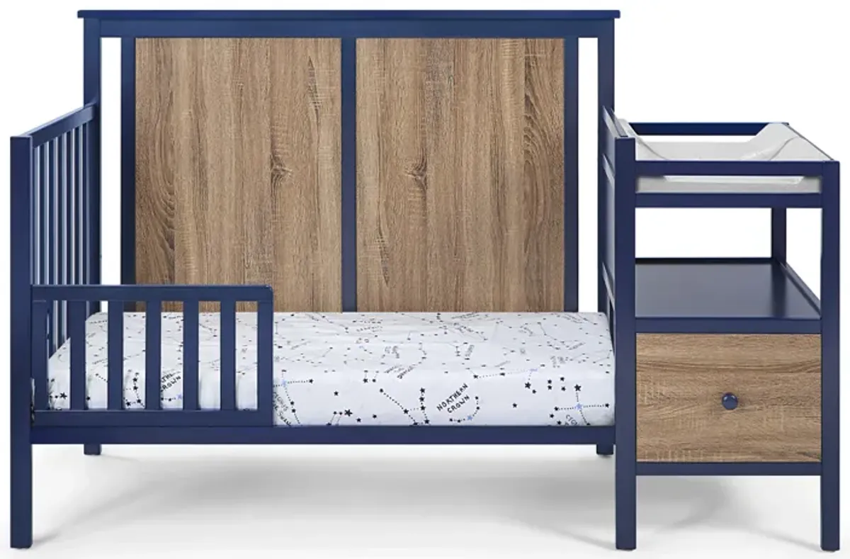 Suite Bebe Connelly 4-in-1 Crib and Changer Combo Midnight Blue/Vintage Walnut