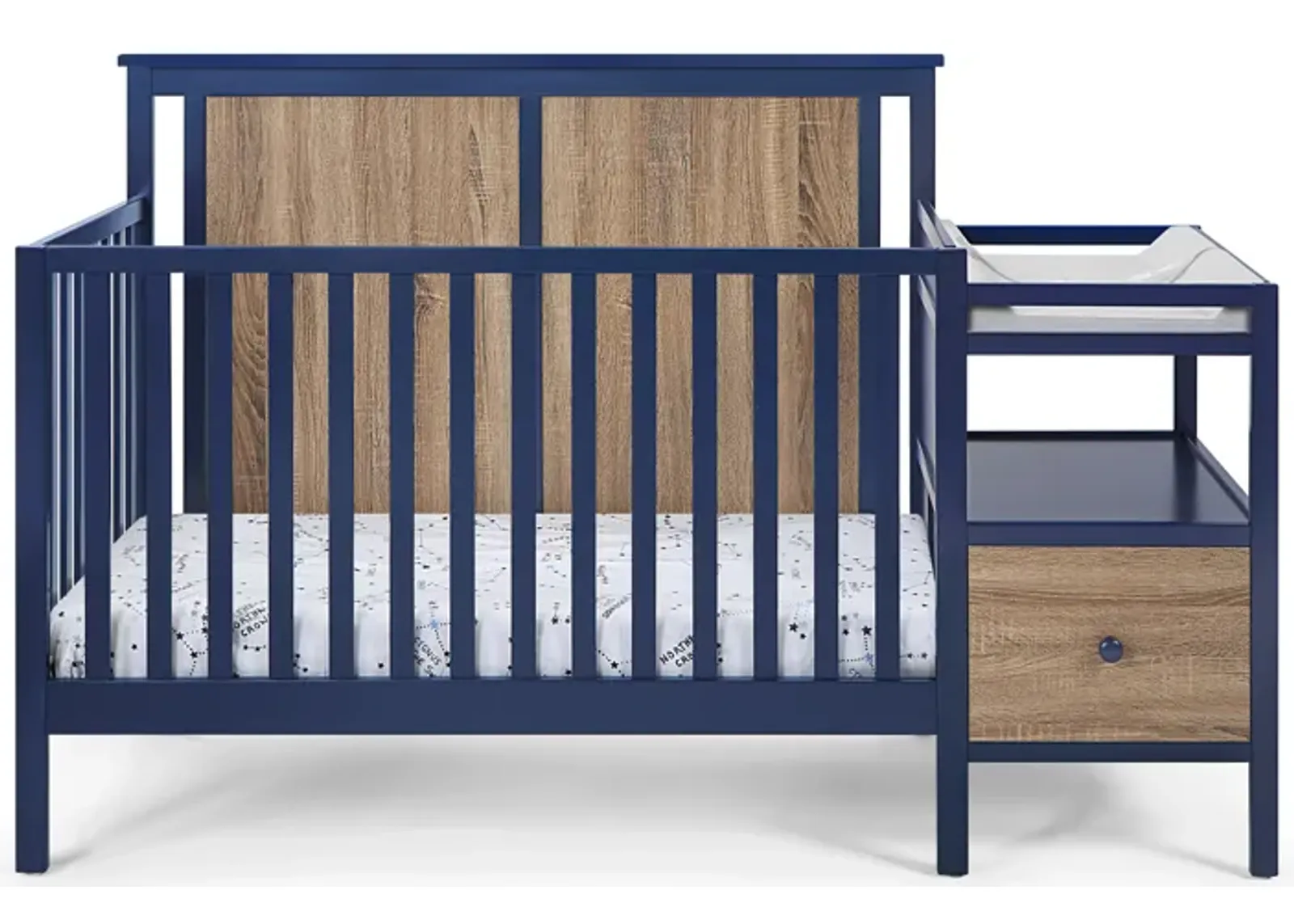 Suite Bebe Connelly 4-in-1 Crib and Changer Combo Midnight Blue/Vintage Walnut