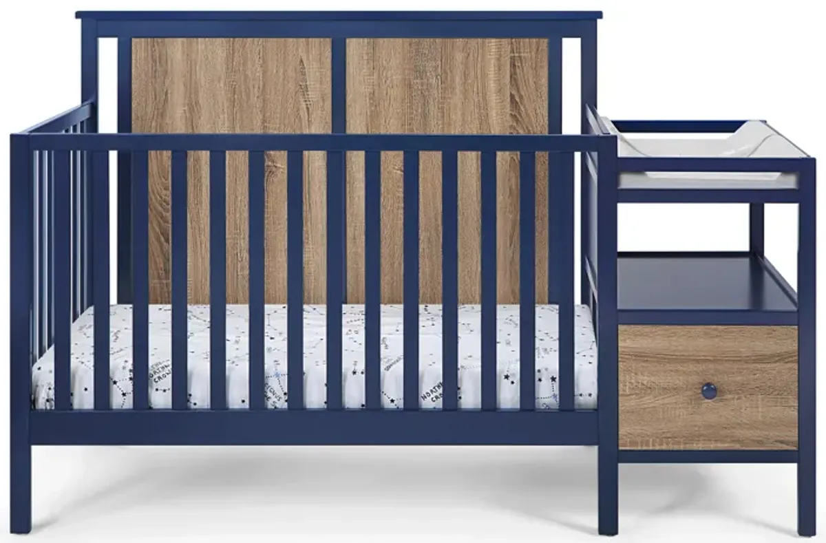 Suite Bebe Connelly 4-in-1 Crib and Changer Combo Midnight Blue/Vintage Walnut