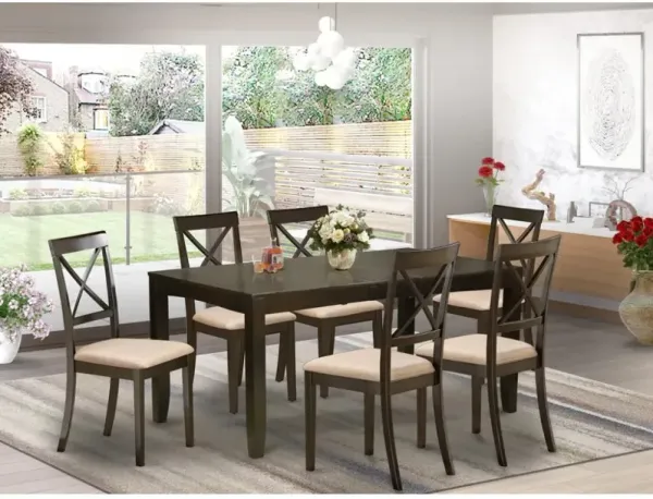 7 PC Dining room set-Kitchen Tables with Leaf Plus 6 Chairs for Dining room