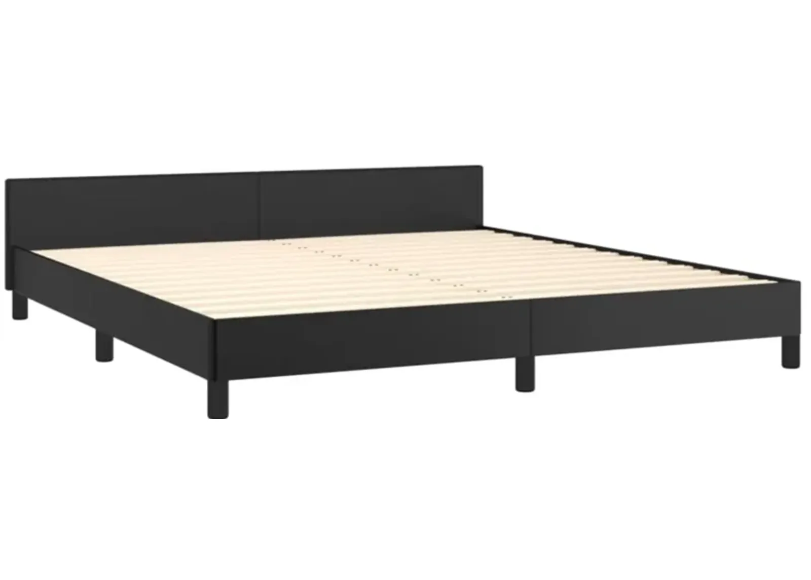 vidaXL Faux Leather Bed Frame with Headboard, California King Size, Black, Durable Plywood and Engineered Wood Construction, Modern Design for Optimal Comfort