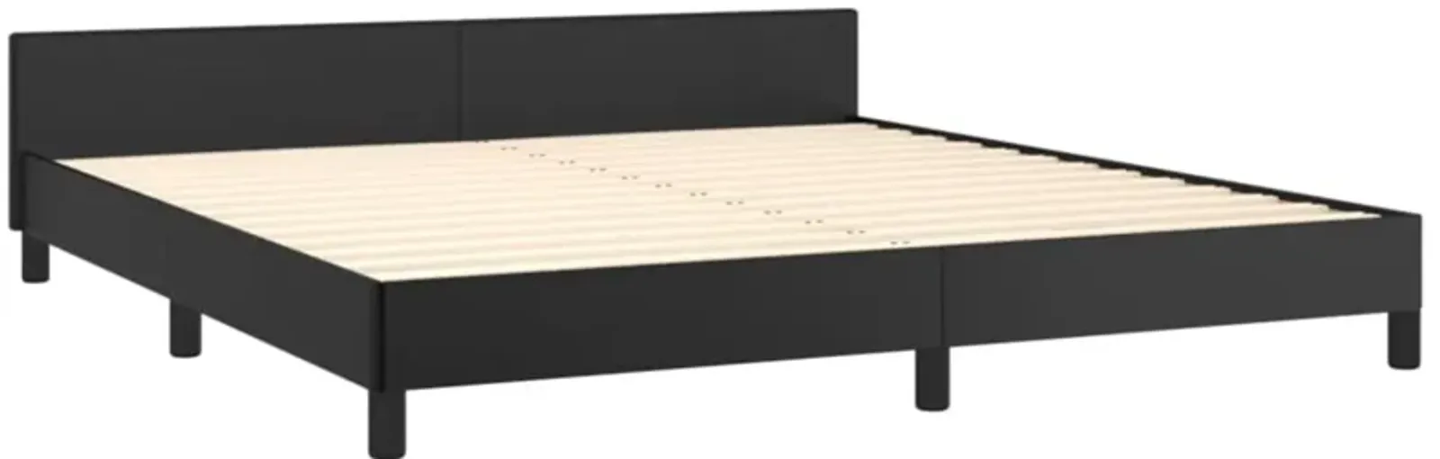 vidaXL Faux Leather Bed Frame with Headboard, California King Size, Black, Durable Plywood and Engineered Wood Construction, Modern Design for Optimal Comfort