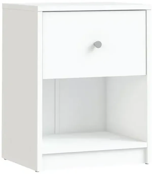 Furnifact White 1 Drawer Nightstand - Modern Gray Nightstand With Hidden Compartment