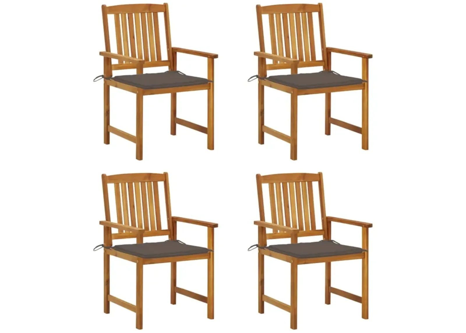 vidaXL Director's Chairs with Cushions 4 pcs Solid Acacia Wood