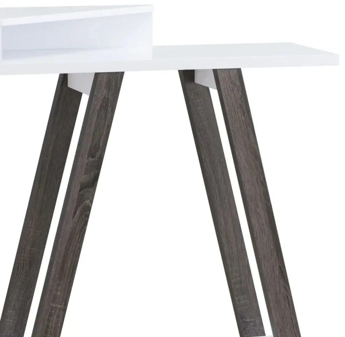 Baki 38 Inch Modern Wood Side Console Table, Corner Compartment, White-Benzara