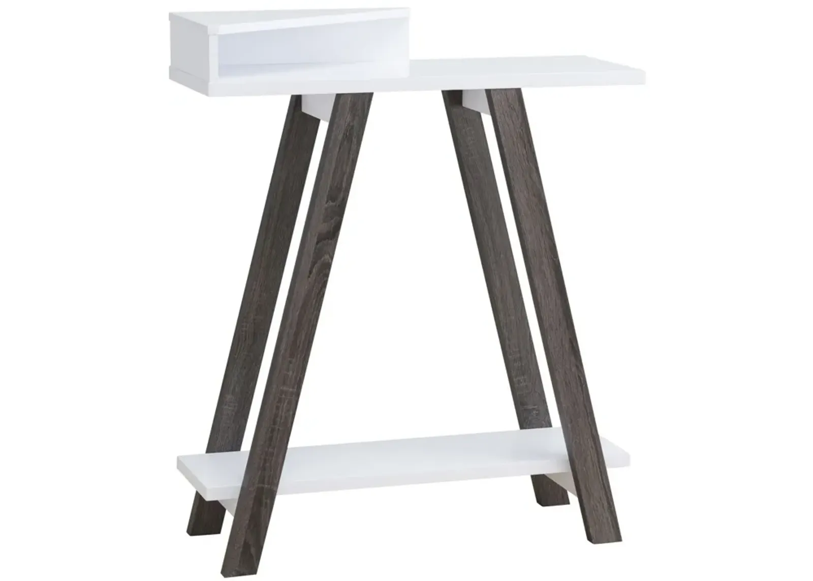 Baki 38 Inch Modern Wood Side Console Table, Corner Compartment, White-Benzara