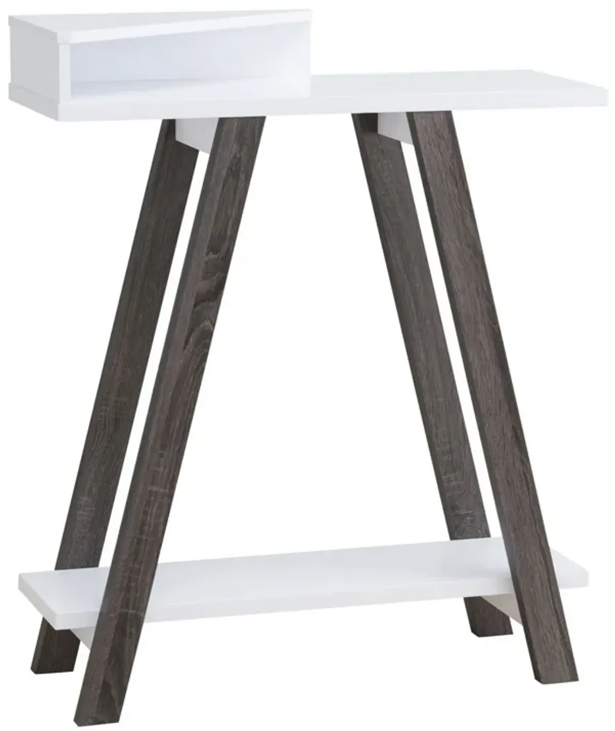 Baki 38 Inch Modern Wood Side Console Table, Corner Compartment, White-Benzara