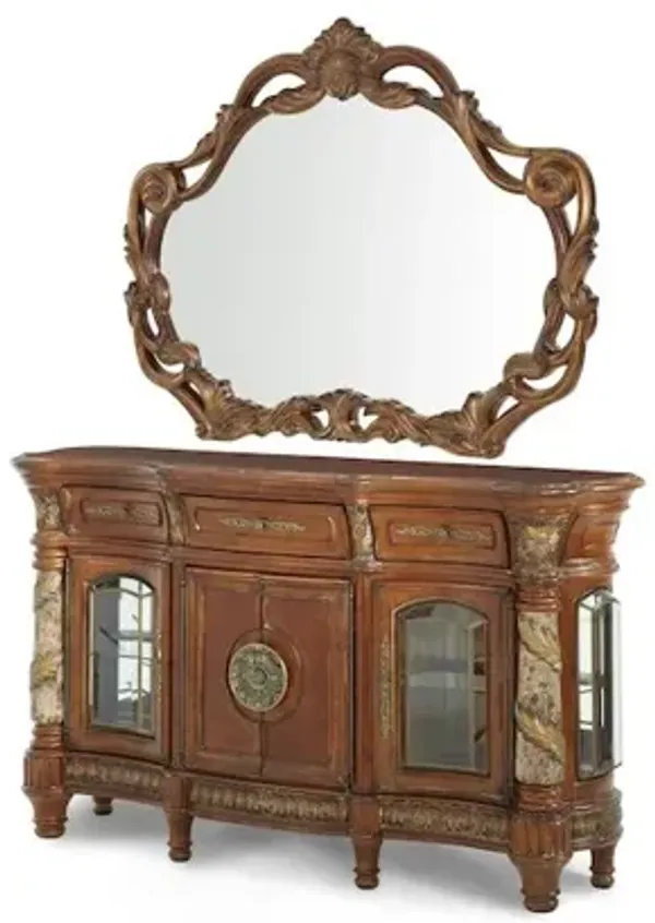 Michael Amini Villa Valencia Sideboard with Mirror - Classic Chestnut