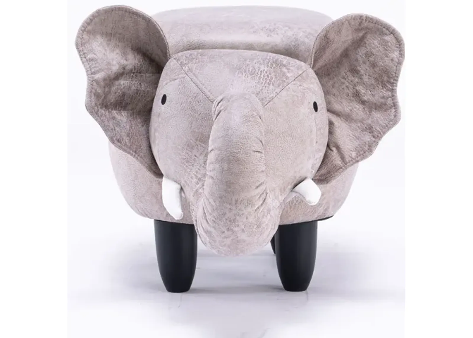 Grey Elephant Shaped Storage Ottoman