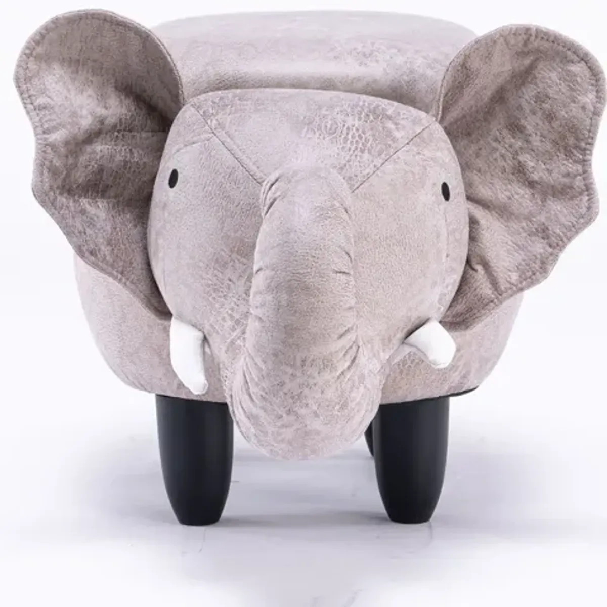 Grey Elephant Shaped Storage Ottoman