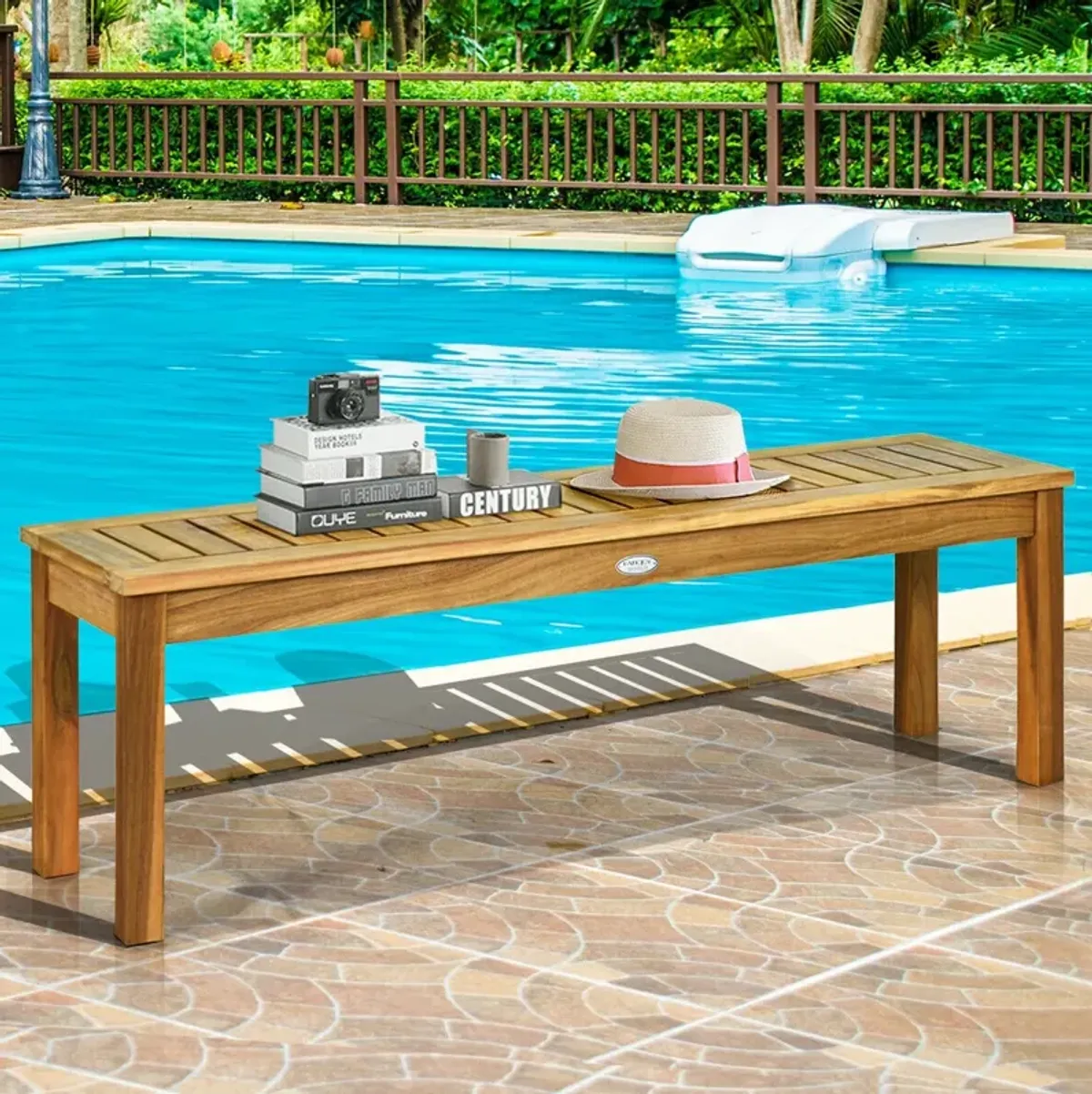 52 Inch Outdoor Acacia Wood Dining Bench Chair