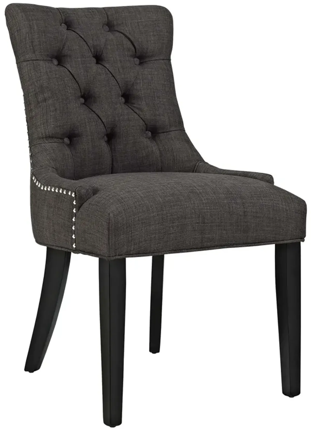 Modway Regent Modern Elegant Button-Tufted Upholstered Fabric With Nailhead Trim, Dining Side Chair, Brown