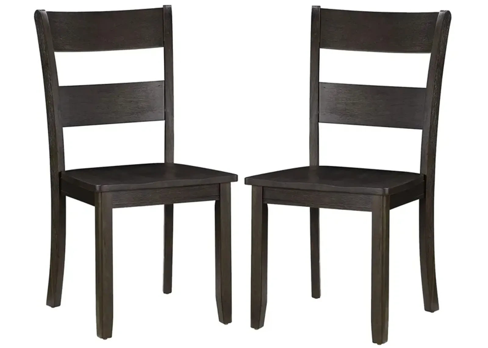 Transitional Wooden Side Chair with Ladder Backrest, Set of 2, Dark Brown - Benzara