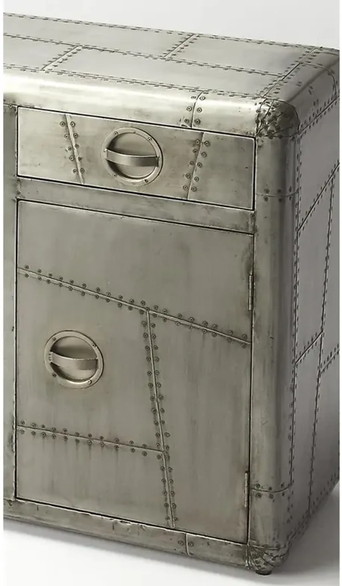 Butler Specialty Company Midway Aviator Metal Console Cabinet, Silver