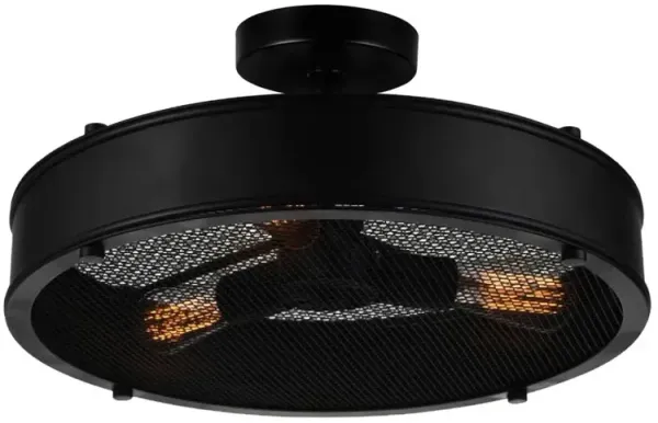 CWI Lighting Tigris 3 Light Drum Shade Flush Mount With Black Finish