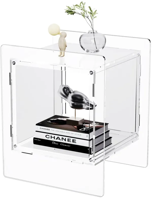 solaround Acrylic Nightstand Colorful Bedside Table with Open Storage Shelf,Clear Side Table for Living Room (1, Clear)