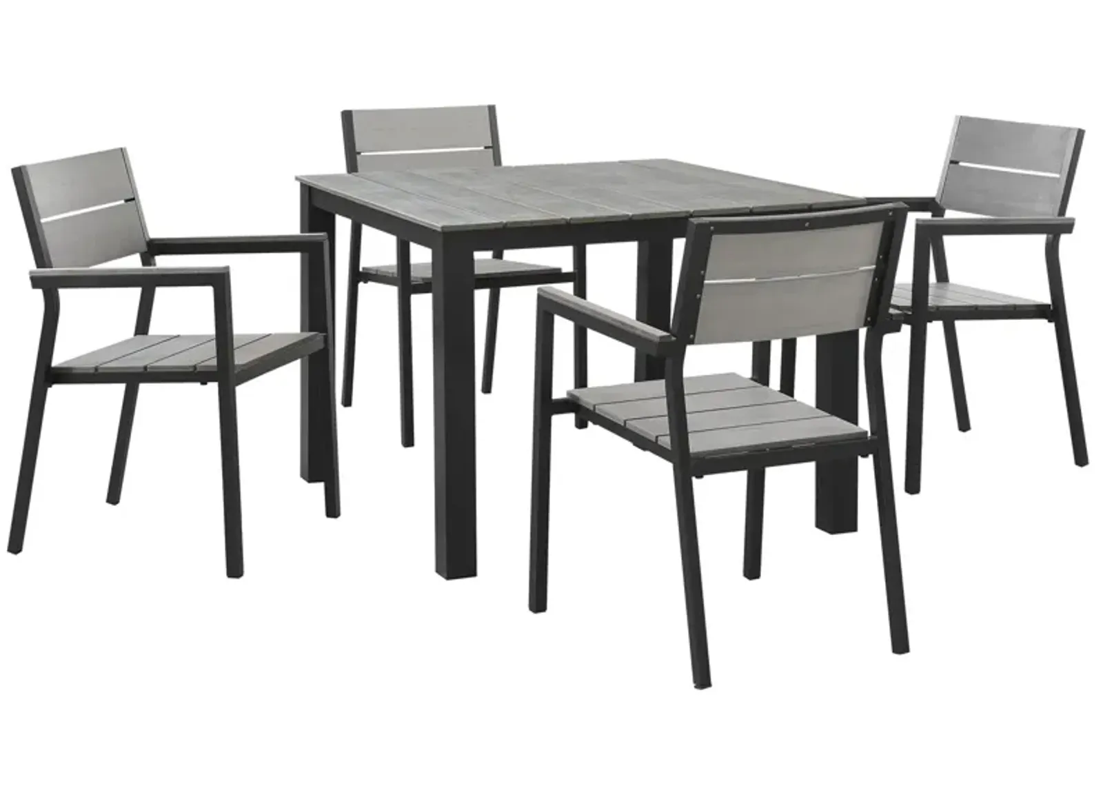 Maine 5 Piece Outdoor Patio Dining Set - Brown Gray