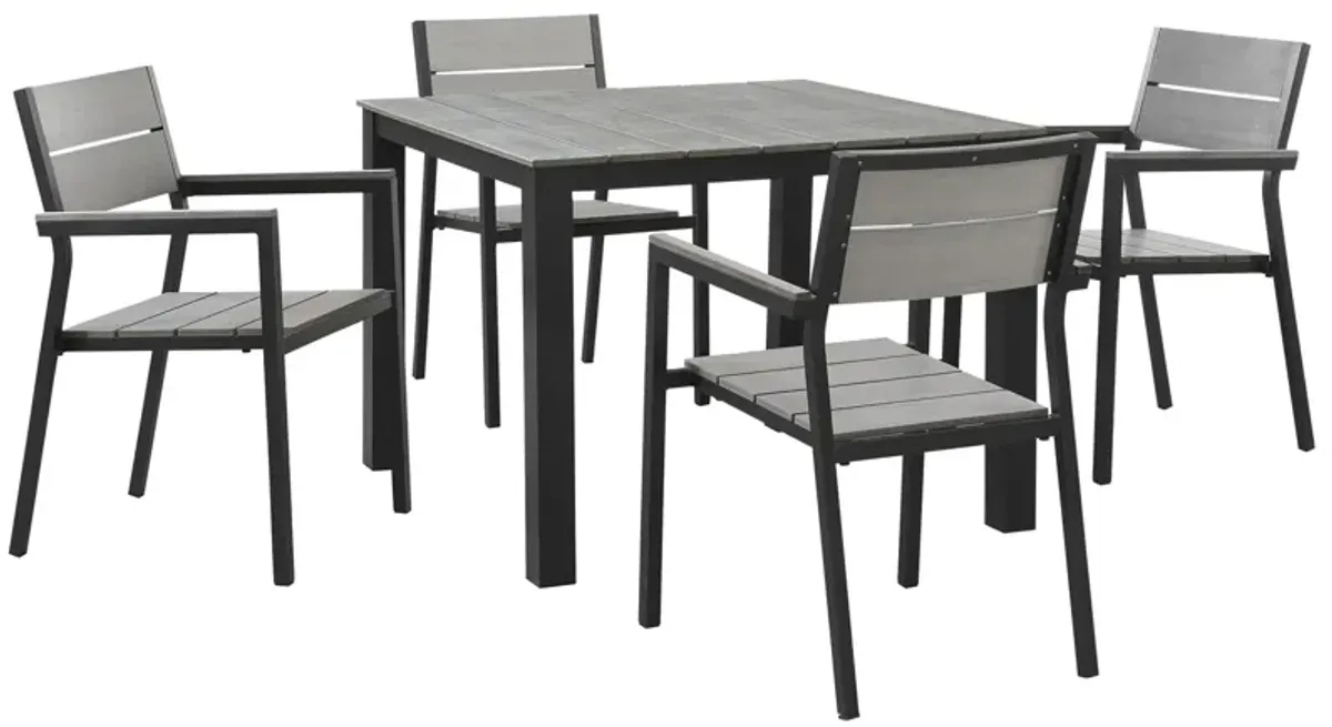 Maine 5 Piece Outdoor Patio Dining Set - Brown Gray