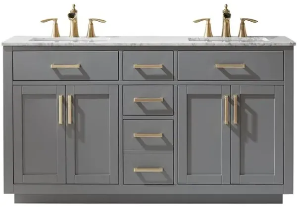 Altair 60 Double Bathroom Vanity Set in Gray without Mirror