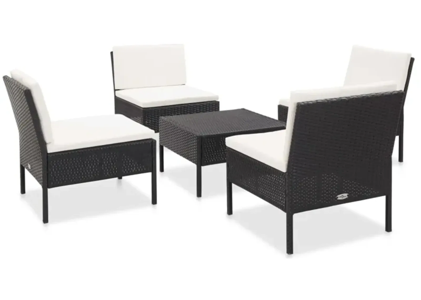 vidaXL 5 Piece Garden Sofa Set with Cushions Poly Rattan Black