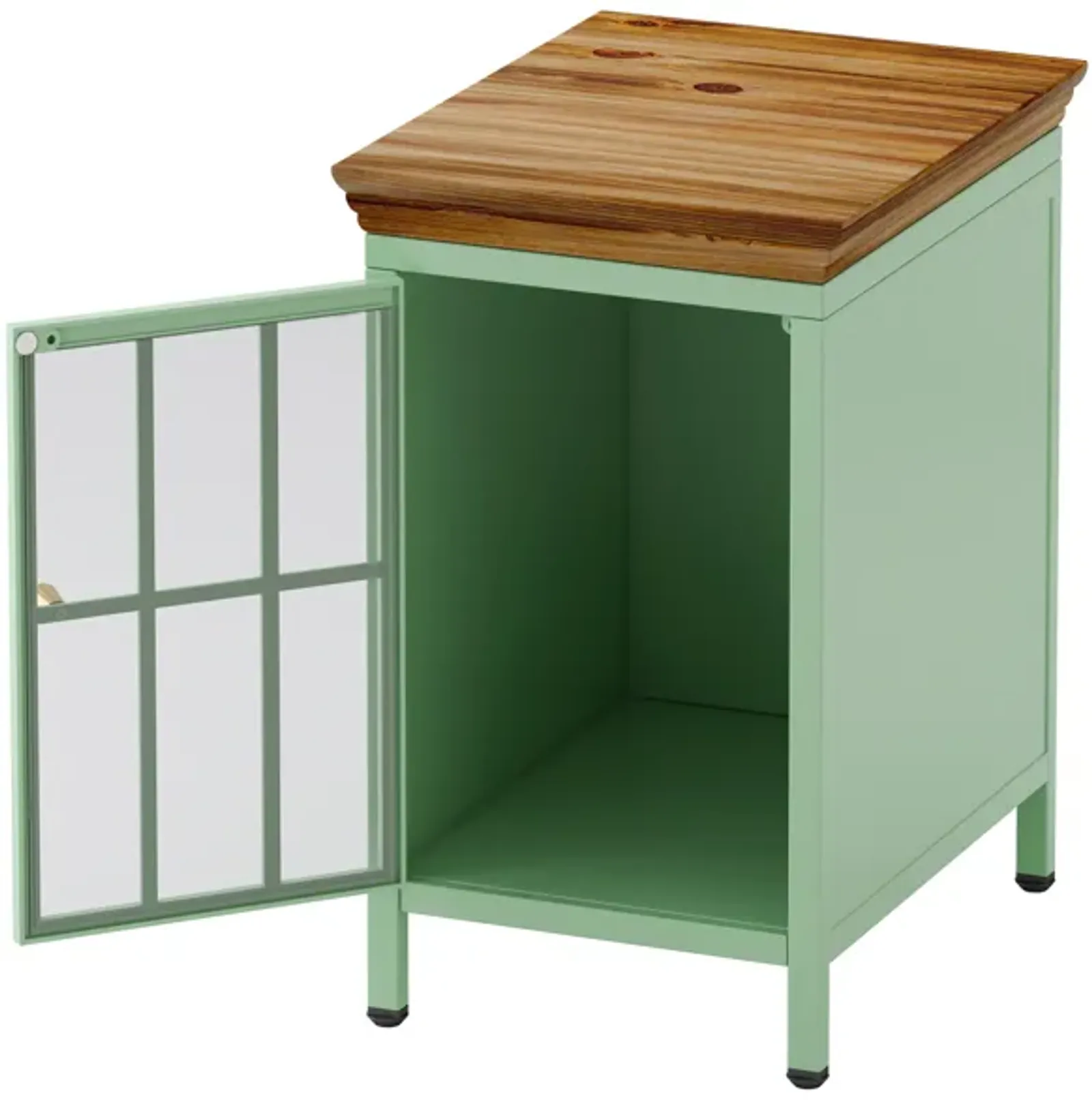 Solid Wood Nightstand with Storage Cabinet