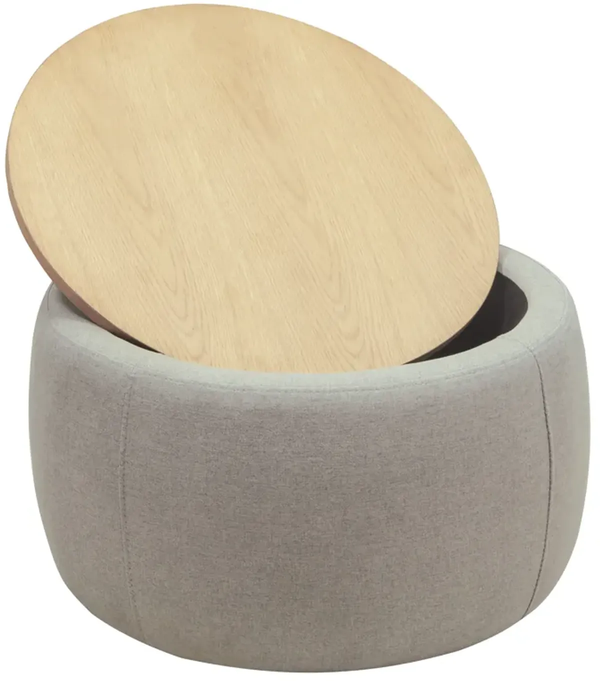 Streamdale Round Storage Ottoman, 2 In 1 Function, Work As End Table And Ottoman