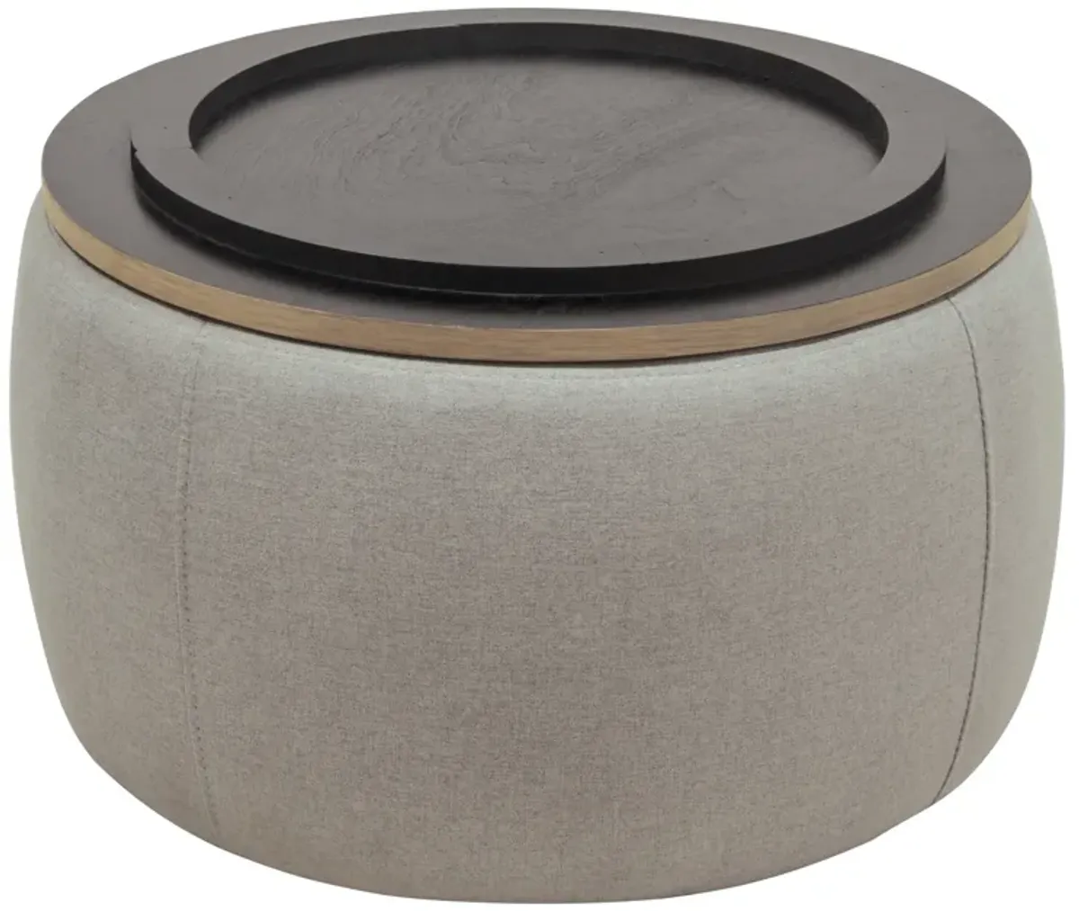 Streamdale Round Storage Ottoman, 2 In 1 Function, Work As End Table And Ottoman