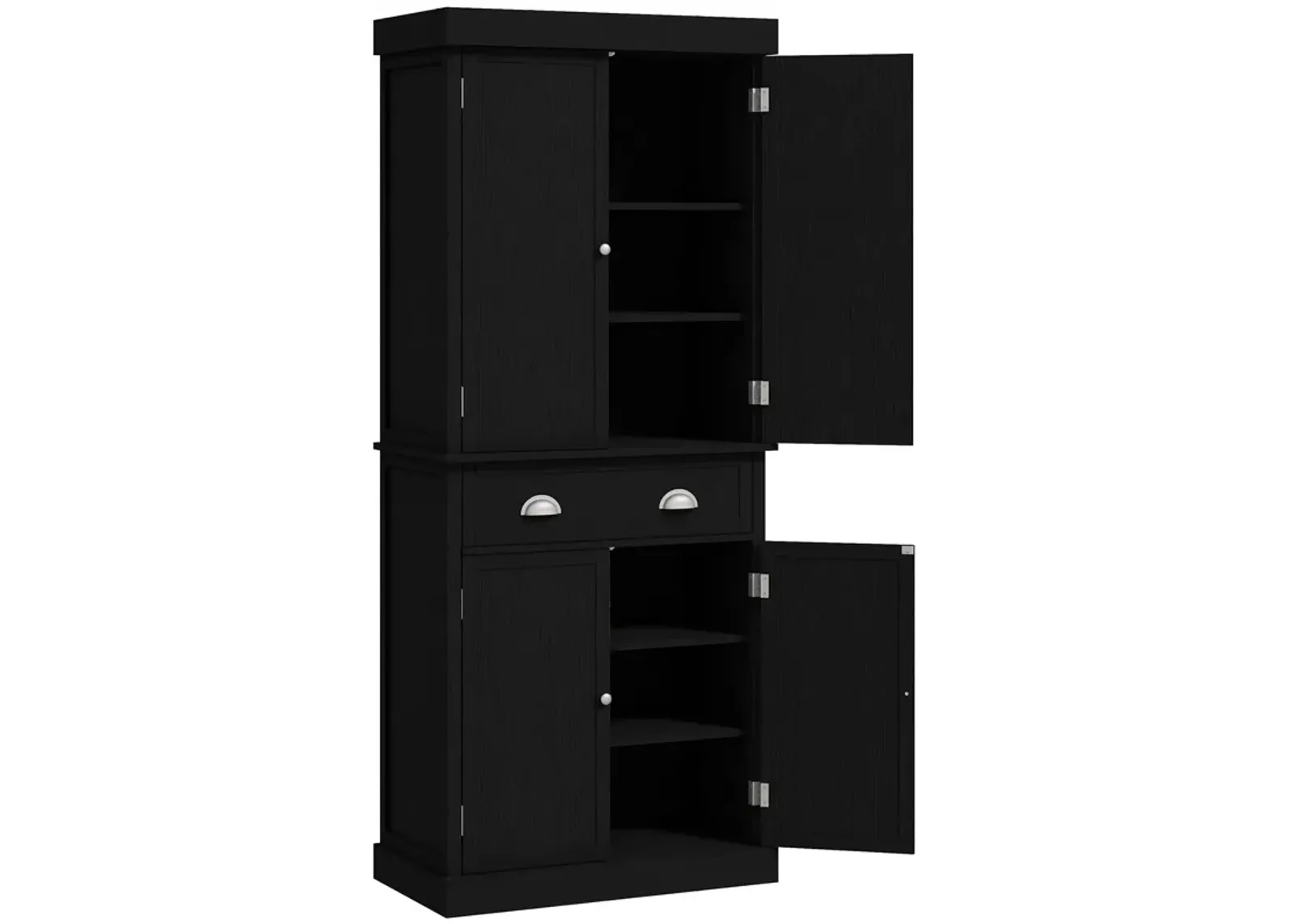 Black Kitchen Pantry: 72" Cabinet with Doors and Shelves