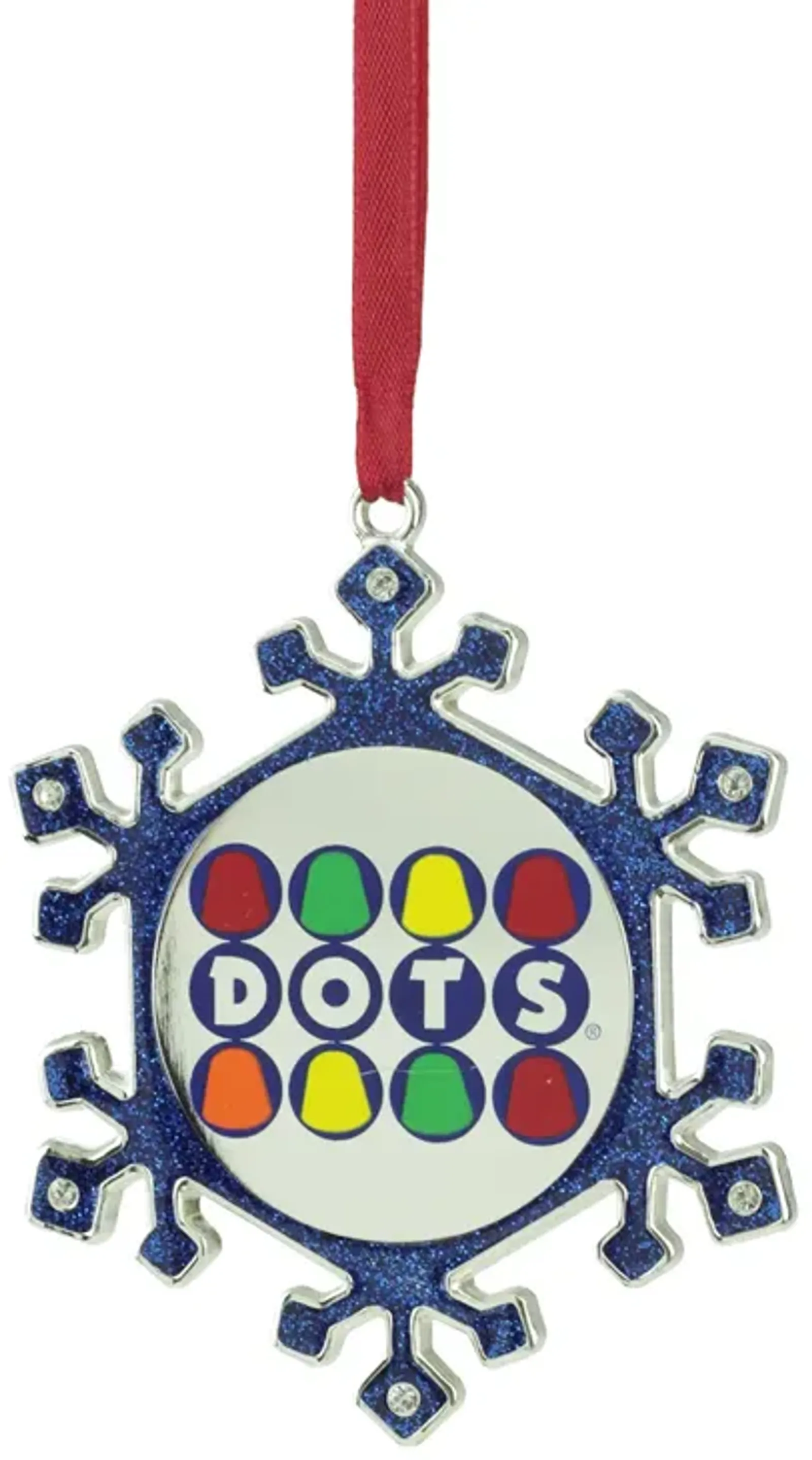 3.5" Blue and Silver Snowflake Dots Candy Logo Christmas Ornament