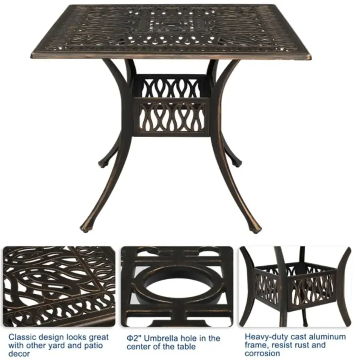 Courtyard Table Elegant & Durable Outdoor Patio Dining Table for Garden & Backyard