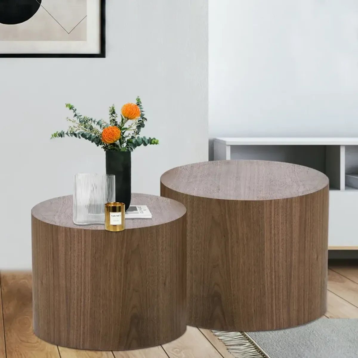 MDF With Ash/Oak/Walnut Veneer Side Table/Coffee Table/End Table/Ottoman(Walnut)