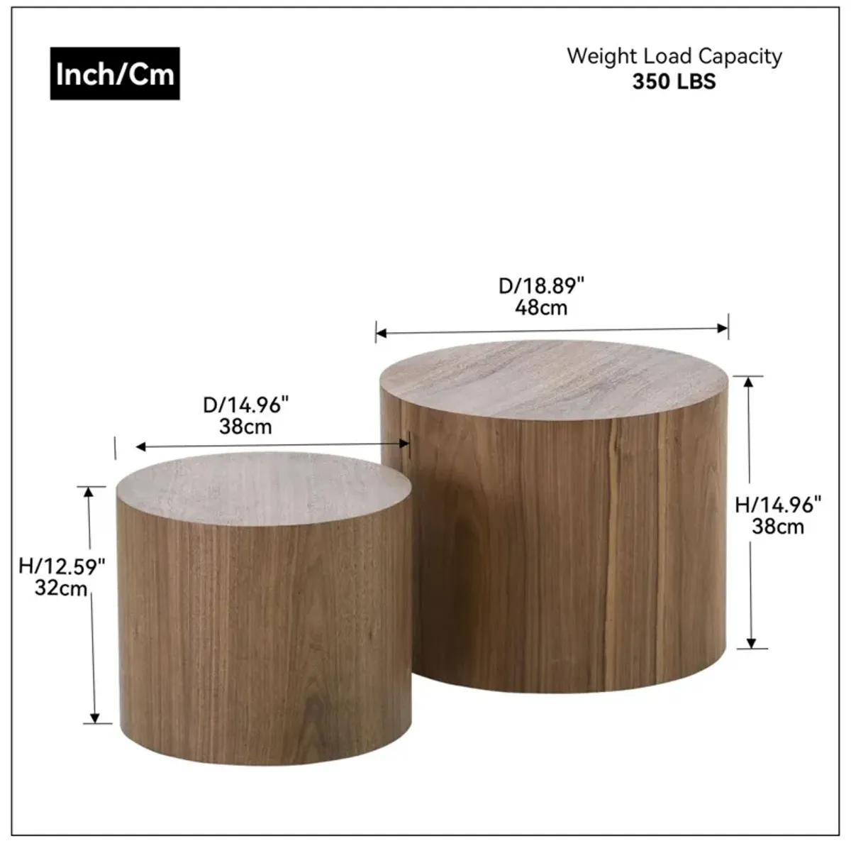 MDF With Ash/Oak/Walnut Veneer Side Table/Coffee Table/End Table/Ottoman(Walnut)