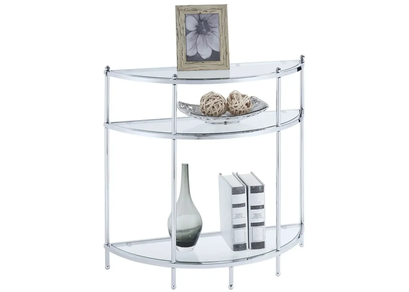 Royal Crest 3 Tier Half-Circle Glass Entryway Table