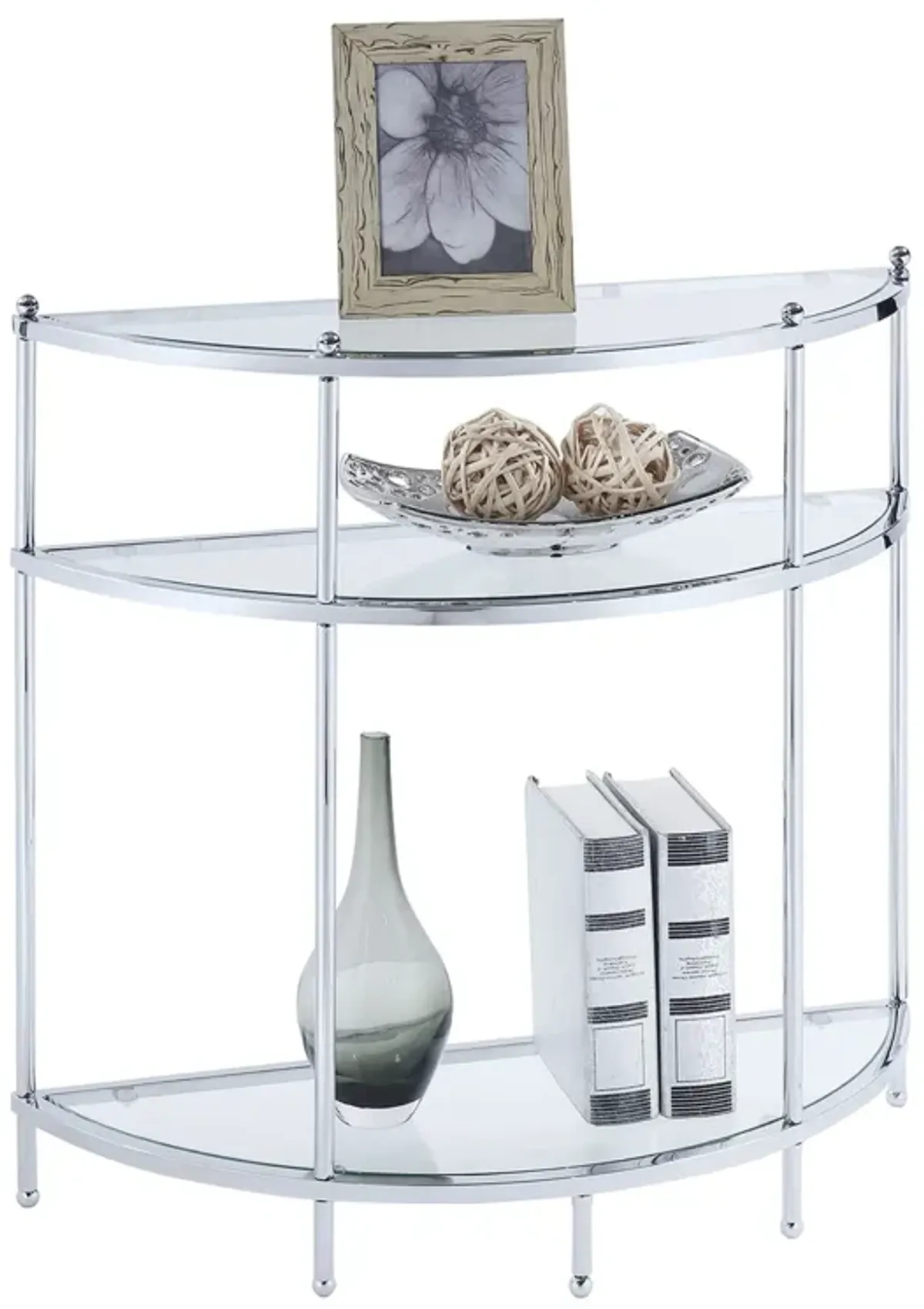 Royal Crest 3 Tier Half-Circle Glass Entryway Table