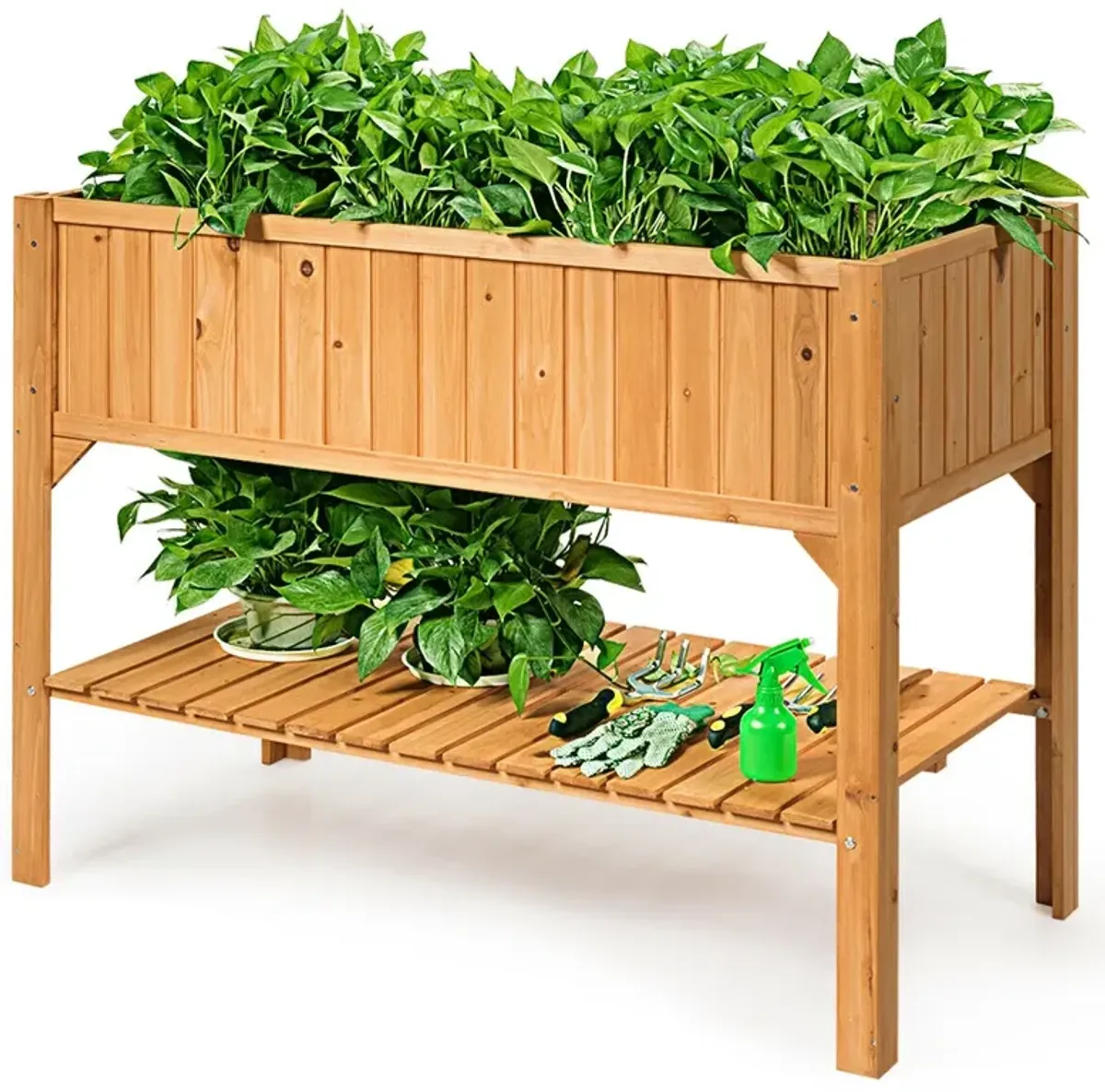 Wooden Elevated Planter Box Shelf Suitable for Garden Use