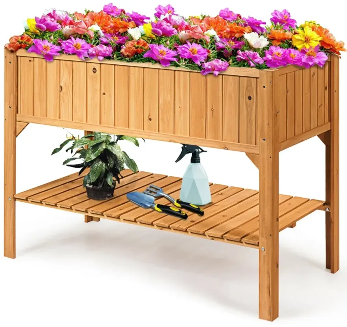 Wooden Elevated Planter Box Shelf Suitable for Garden Use