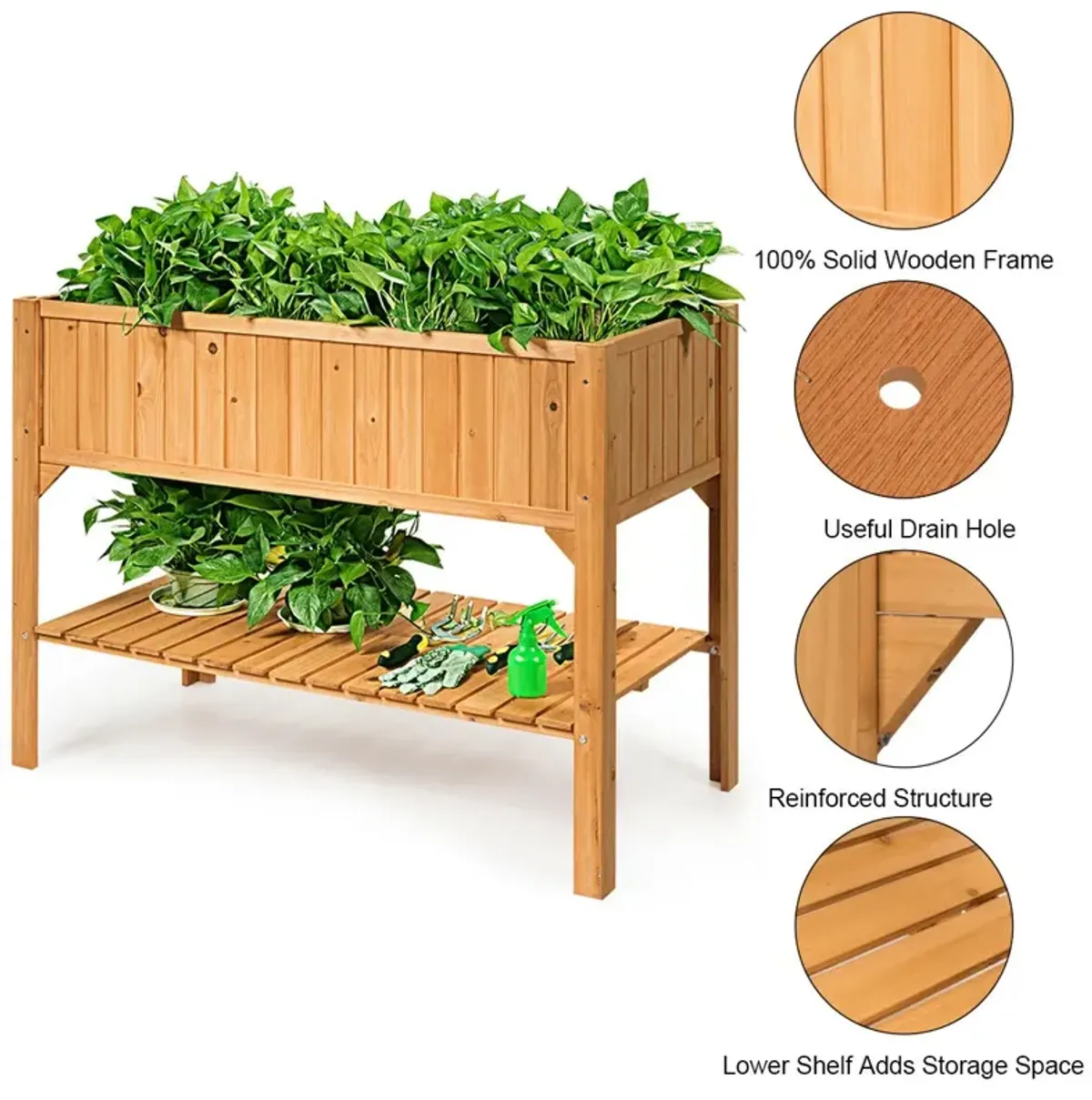 Wooden Elevated Planter Box Shelf Suitable for Garden Use