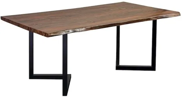 Porter Designs Manzanita Live Edge Solid Sheesham Wood Dining Table, Brown