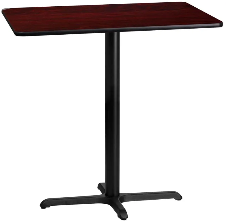 Flash Furniture 24'' x 42'' Rectangular Mahogany Laminate Table Top with 23.5'' x 29.5'' Bar Height Table Base