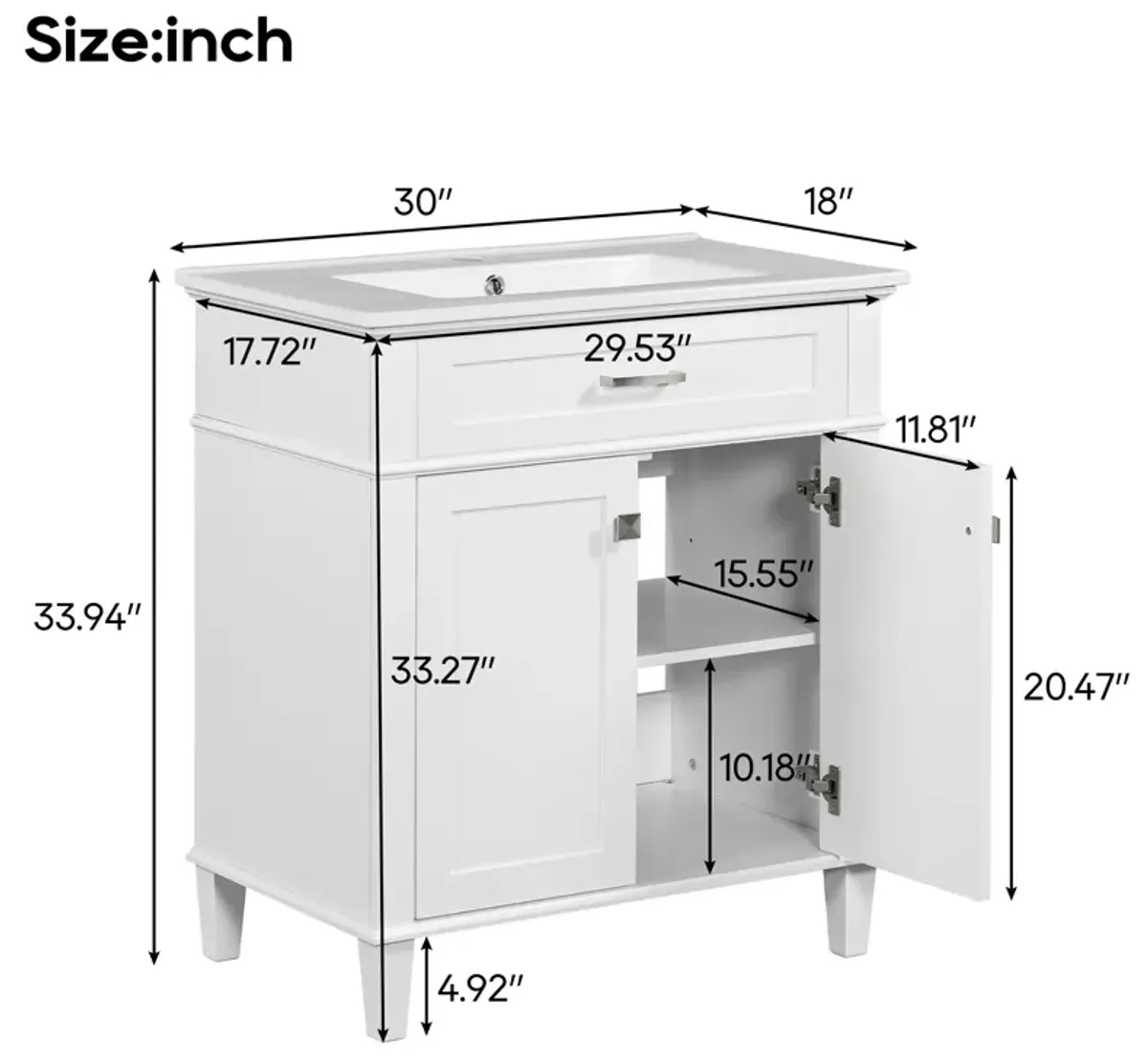 Merax Modern Bathroom Vanity with Ceramic Basin