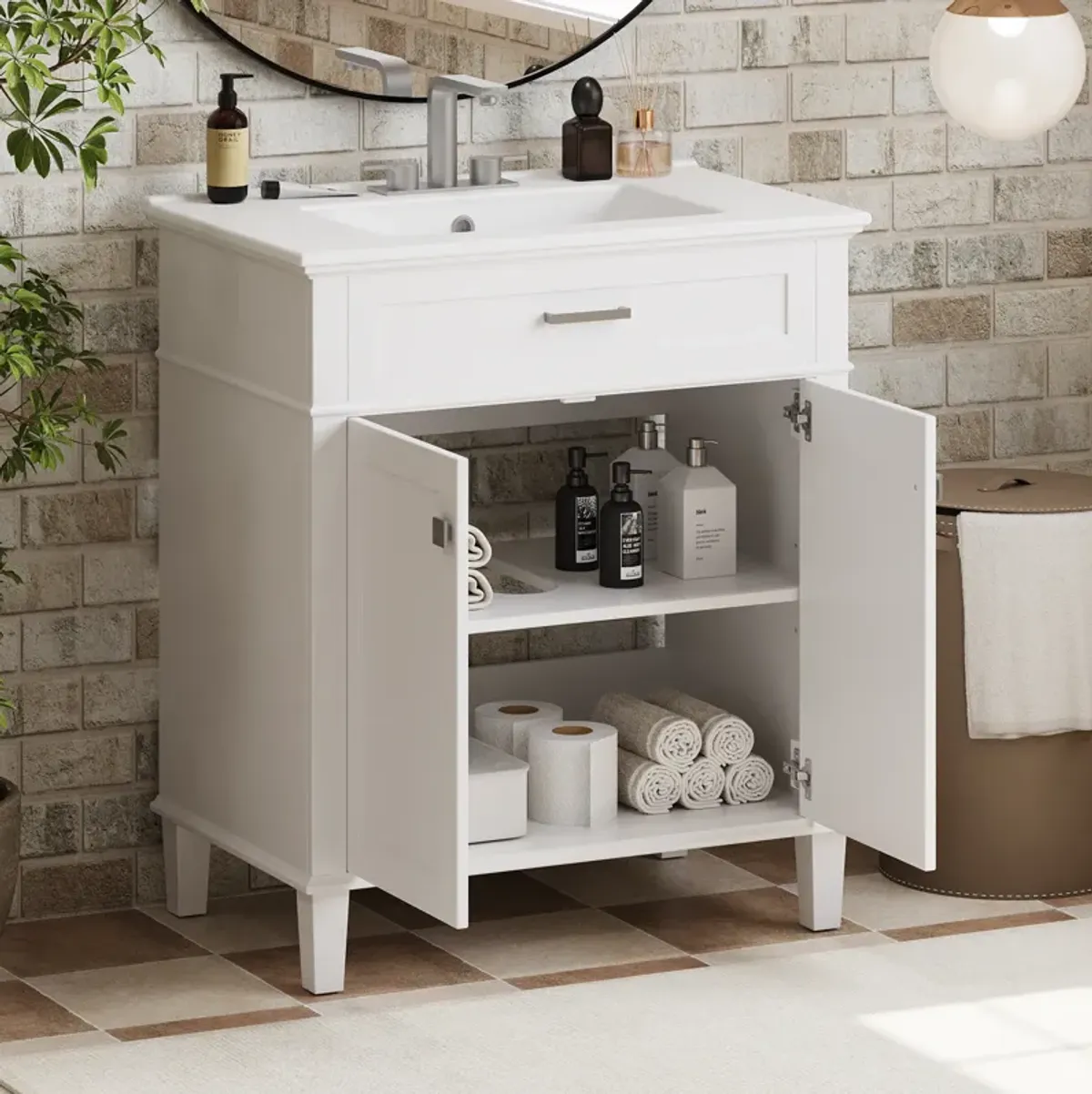 Merax Modern Bathroom Vanity with Ceramic Basin