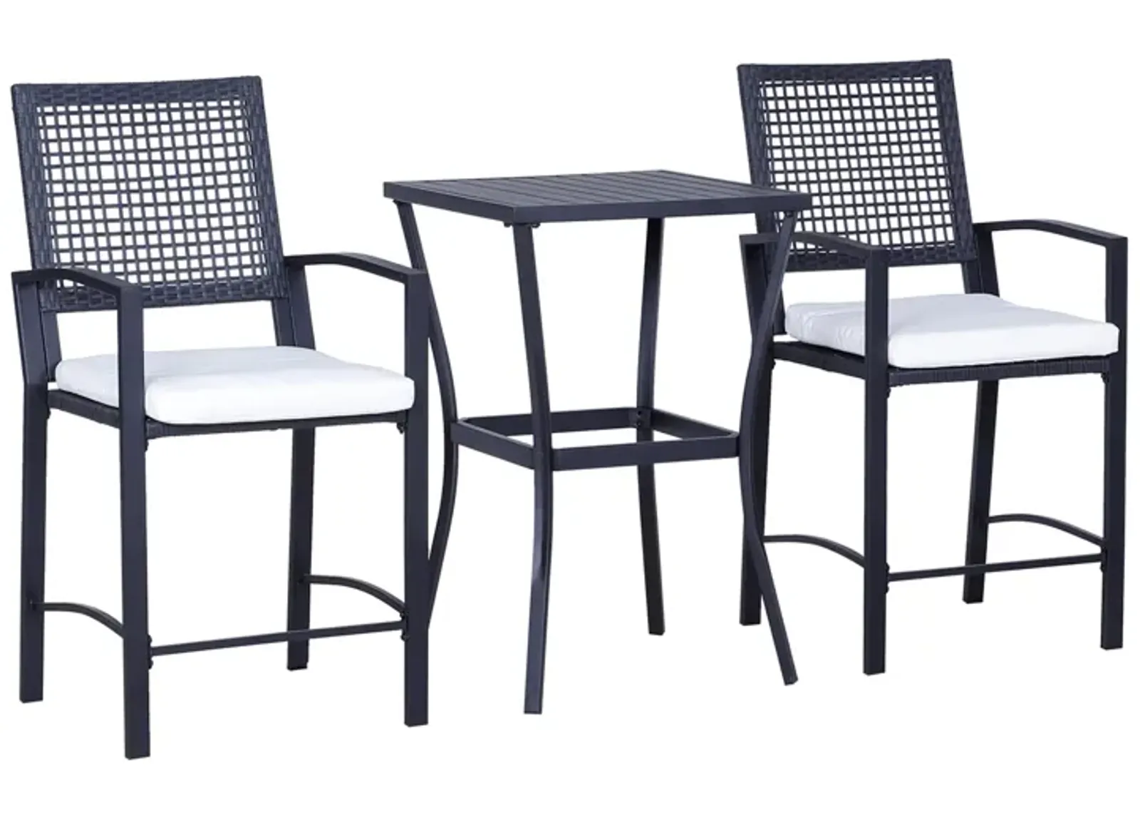 Rattan Alfresco Bar: 3-Piece Wicker Patio Set with Cushions for Backyard